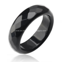 Anillos facetados naturales de la piedra preciosa de la ágata del Onyx del negro 6MM